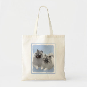 Bolsa Tote Keeshond Pair de Kees pintando Arte Animal Origina