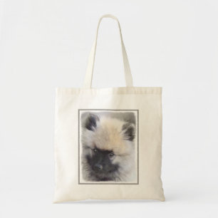 Bolsa Tote Keeshond Puppy Painting - Arte de Cachorro Origina