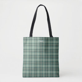 Bolsa Tote Kelly Clan Tartan Mint Green Xadrez Monograma
