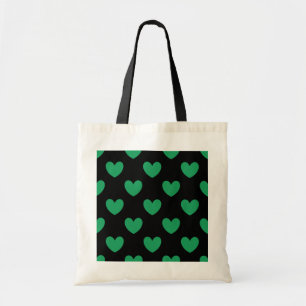 Bolsa Tote Kelly Green Polka Hearts em preto