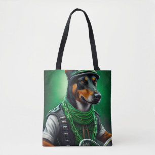 Bolsa Tote Kelpie australiano dirigindo bicicleta no Dia de S
