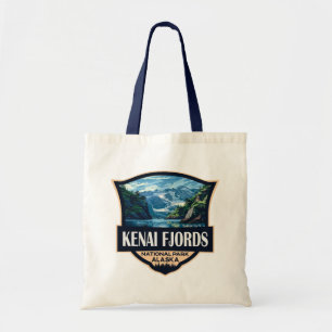 Bolsa Tote Kenai Fjords National Park Ilustration Retro Art