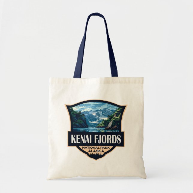 Bolsa Tote Kenai Fjords National Park Ilustration Retro Art (Frente)