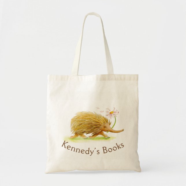 Bolsa Tote Kennedy Echidna whimsy art name library (Frente)