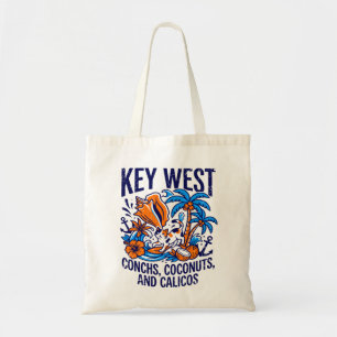 Bolsa Tote Key West Flórida Gatos Tropicais Conchas E Cocos
