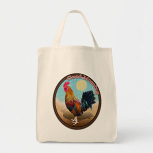 Bolsa Tote Key West - Rooster Gypsy Bom Dia Vintage Oval