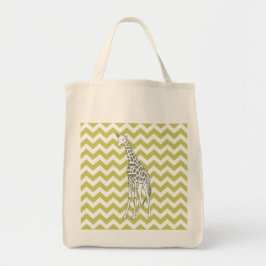 Bolsa Tote Khaki Safari Chevron com Pop Art Giraffe
