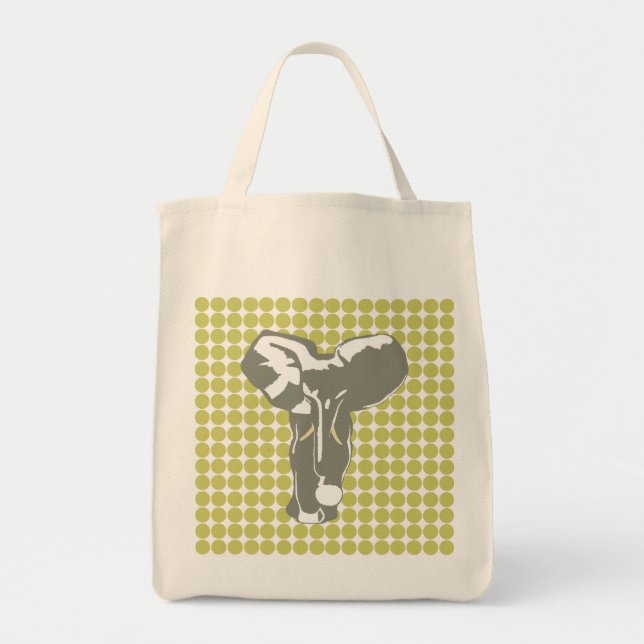 Bolsa Tote Khaki Safari Dot com Elefante Pop (Frente)