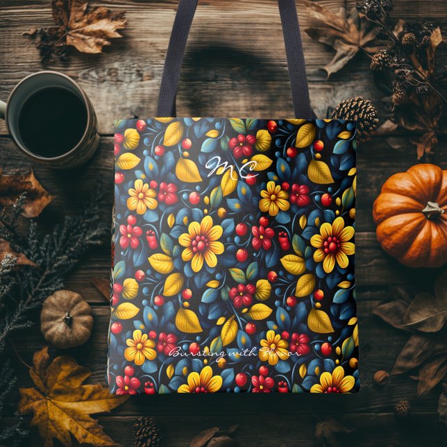 Bolsa Tote Khokhloma Twist Arte Folar Tradicional Floral (Criador carregado)