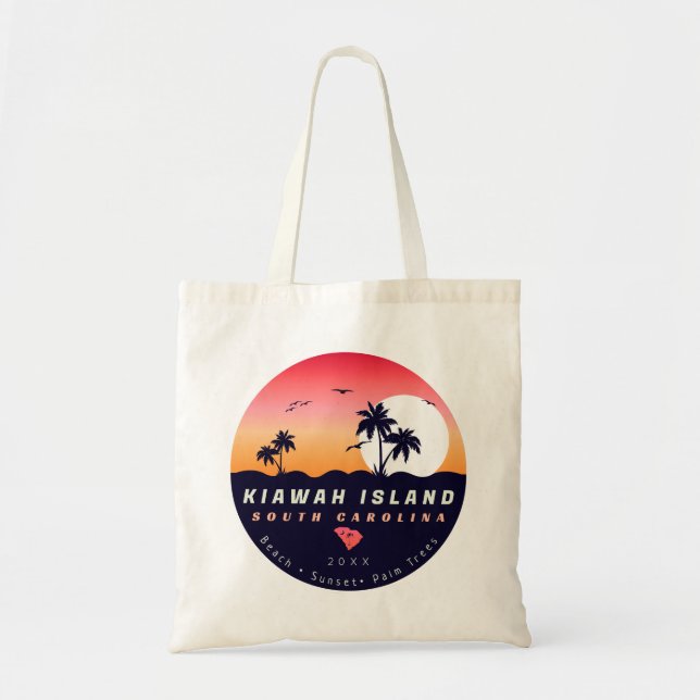 Bolsa Tote Kiawah Island Pier SC Retro Sunset Souvenirs 60s (Frente)