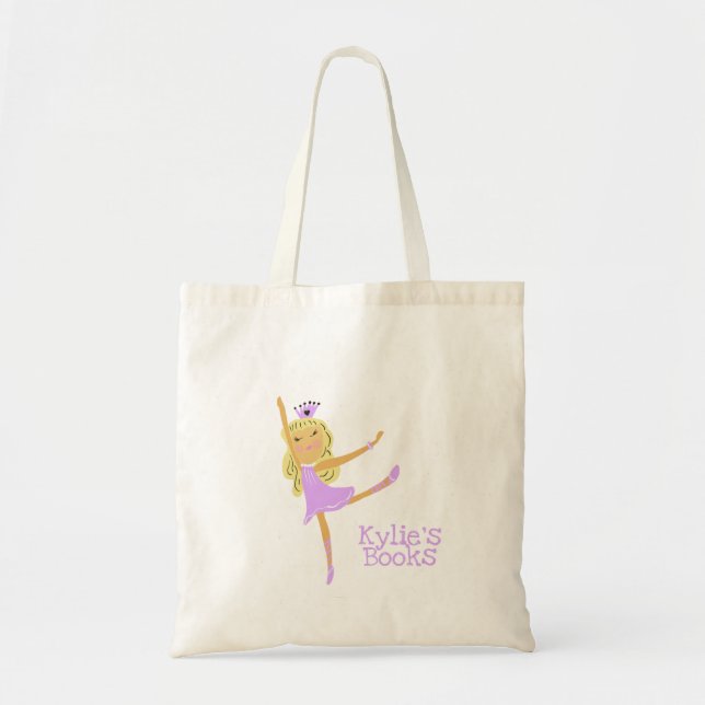 Bolsa Tote Kids Ballerina Púrpura Pink Biblioteca Livro Toalh (Frente)
