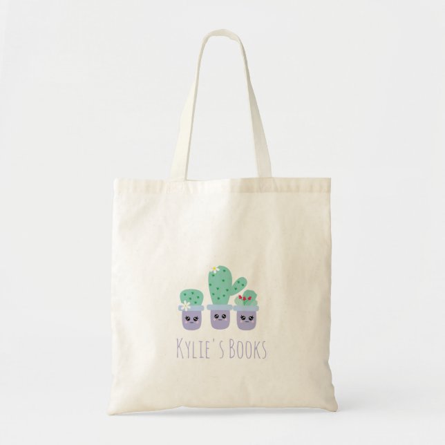 Bolsa Tote Kids Cactus Plantas Biblioteca Potente Tote Bag (Frente)