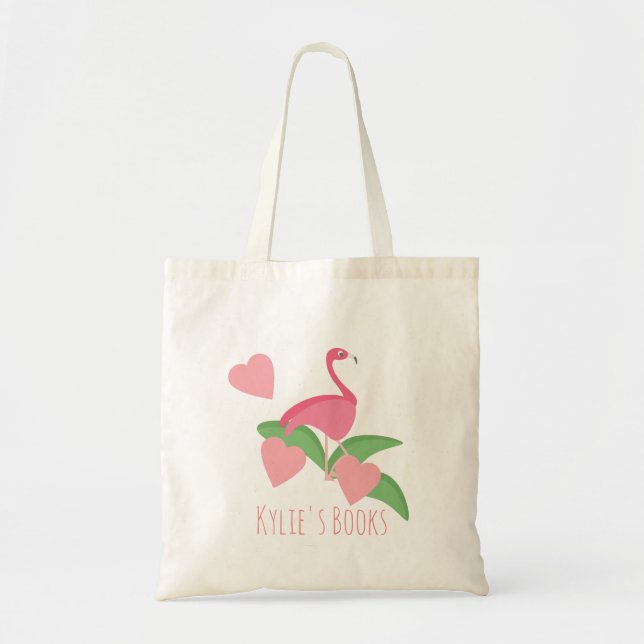 Bolsa Tote Kids Flamingo Hearts Library Book Tote Bag (Frente)