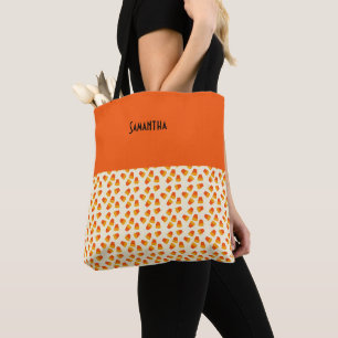 Bolsa Tote Kids Halloween Candy Corn Dark Orange Name