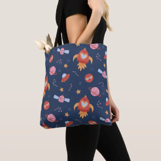 Bolsa Tote Kids Space Pattern with Rockets & Planets