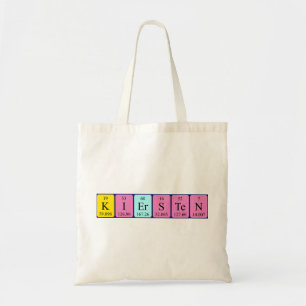 Bolsa Tote Kiersten com o nome da mesa periódica tote saco