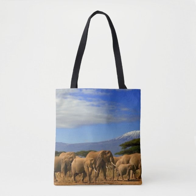 Bolsa Tote Kilimanjaro e elefantes (Frente)