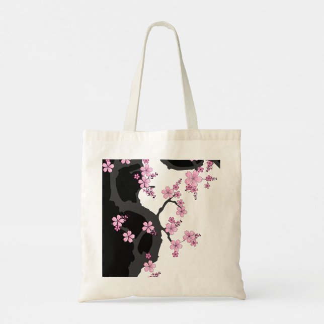 Bolsa Tote Kimono Black e White Pink Sakura (Verso)
