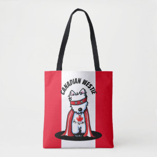Bolsa Tote KiniArt Canadense Westie Super-herói