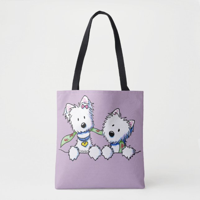 Bolsa Tote KiniArt Pocket Westie Boy and Girl (Frente)
