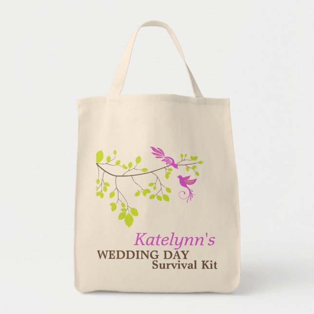 Bolsa Tote Kit de Sobrevivência do Dia do Casamento Violet Ro (Frente)