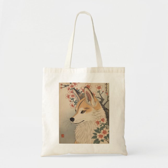 Bolsa Tote Kitsune & cherry blossom (Frente)