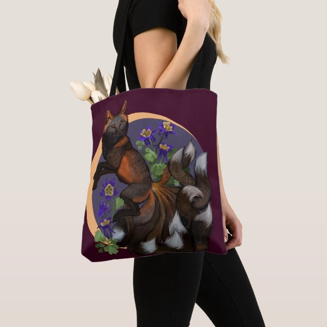 Bolsa Tote Kitsune e Columbine Flowers Tray (Close Up)