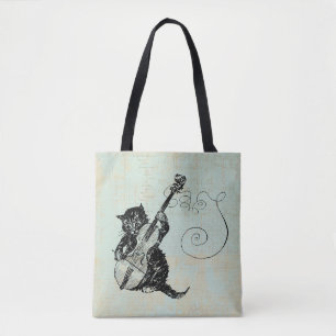 Bolsa Tote Kitten Tocando Ilustração De Gato De Música Tea