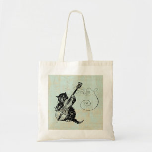 Bolsa Tote Kitten Tocando Ilustração De Gato De Música Teal V