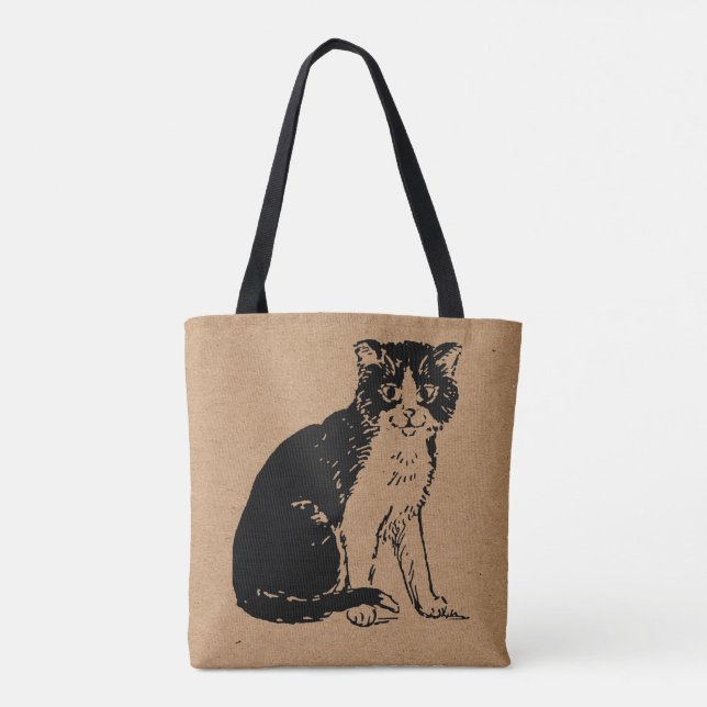 Bolsa Tote Kitty Cat on Brown Paper Fine Art (Verso)