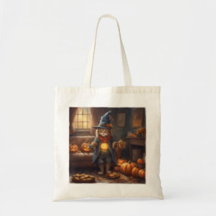Bolsa Tote Kitty fazendeiro espantalho Halloween doces ou tra