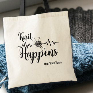 Bolsa Tote Knit Happens Heart Beat Gift For Knitter
