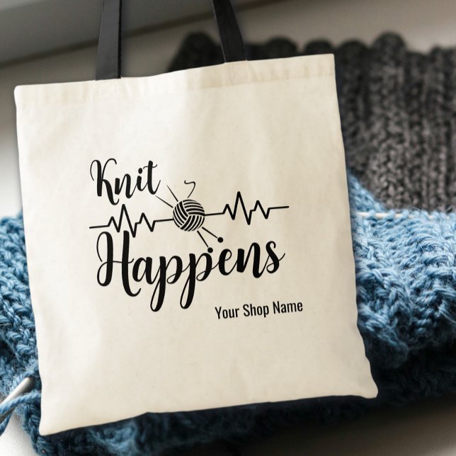 Bolsa Tote Knit Happens Heart Beat Gift For Knitter (Criador carregado)