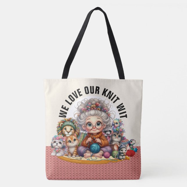 Bolsa Tote Knit Wit - Consulte Traseira - Grande Bandeja de T (Frente)