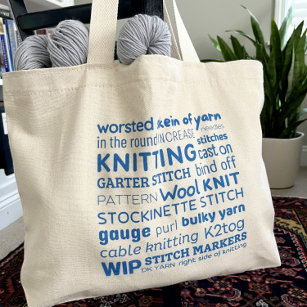 Bolsa Tote Knitting Tote Bag - Colagem de Palavras do Knitter