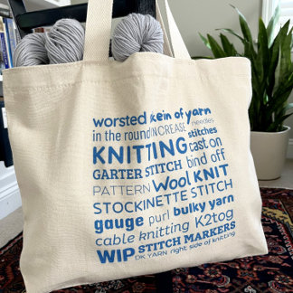 Bolsa Tote Knitting Tote Bag - Colagem de Palavras do Knitter