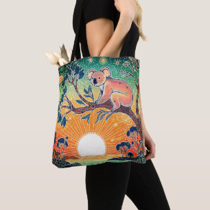 Bolsa Tote Koala australiana Outback Folk Art Nature Willife