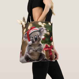 Bolsa Tote Koala Bear Vestindo Santa Hat,