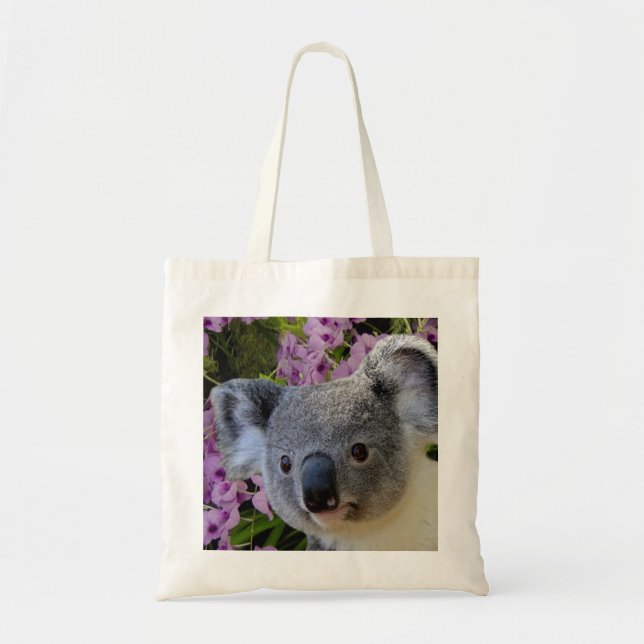 Bolsa Tote Koala e orquídeas (Frente)