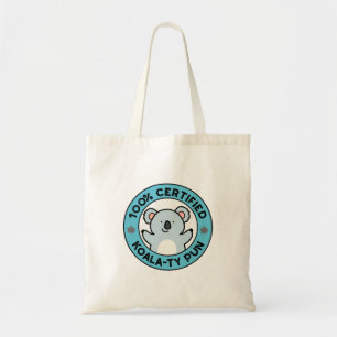Bolsa Tote Koala-ty Pun Cute Koala Koala PUn Certificado em 1
