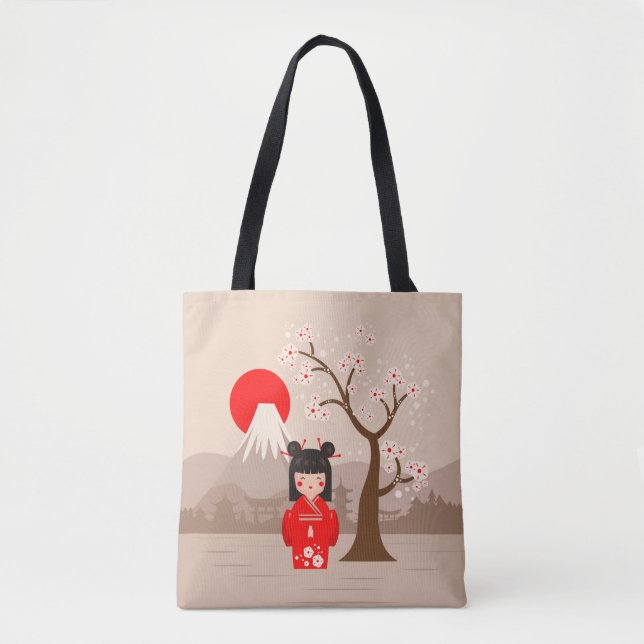 Bolsa Tote Kokeshi - Boneca Japonesa (Frente)