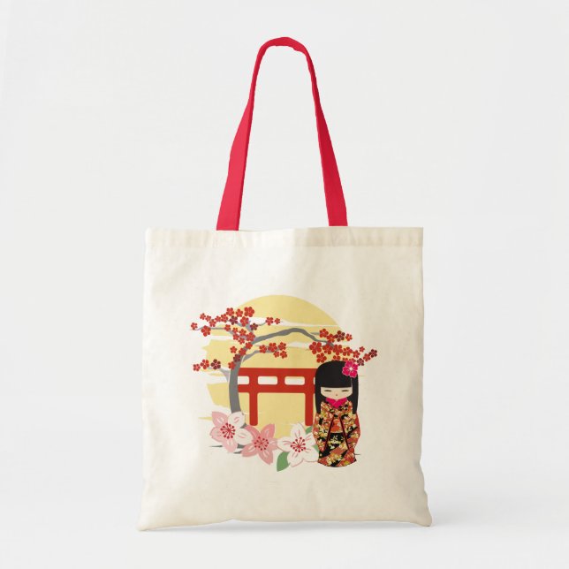 Bolsa Tote Kokeshi Doll Zen Art (Frente)