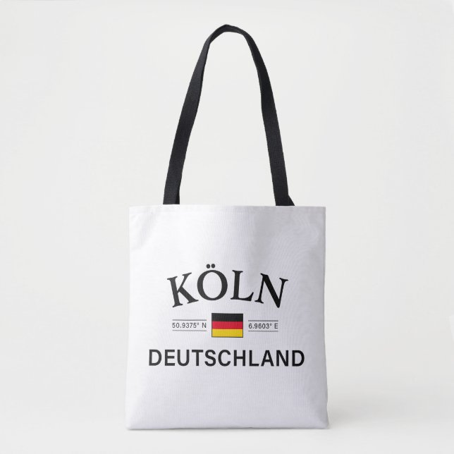 Bolsa Tote Koln (Colônia) Coordenadas de Alemanhas Alemãs (Frente)