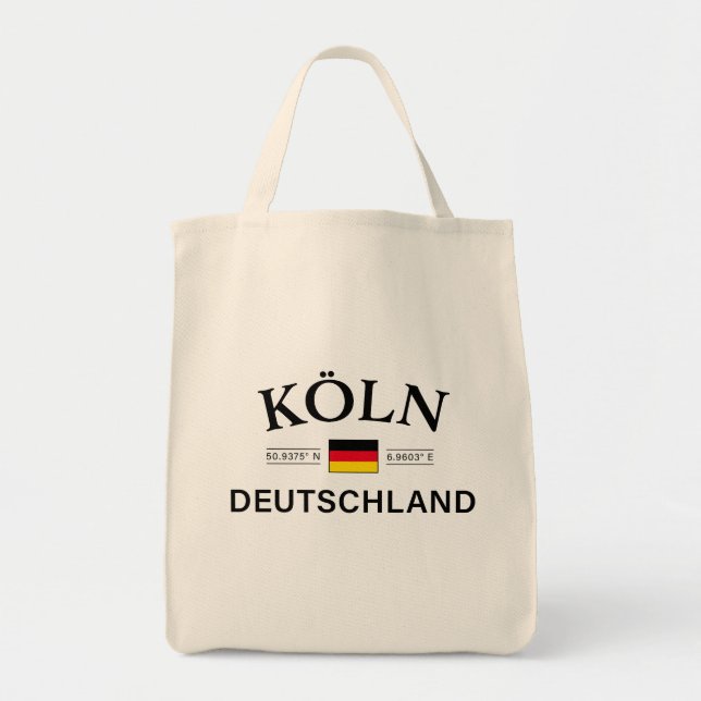 Bolsa Tote Koln (Colônia) Coordenadas de Alemanhas Alemãs (Frente)