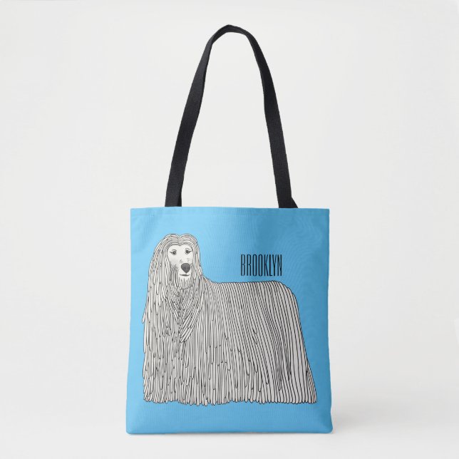 Bolsa Tote Komondor dog cartoon illustration (Frente)