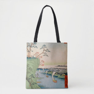 Bolsa Tote Konodai Tone River Vintage Ukiyo-e Arte Japonesa
