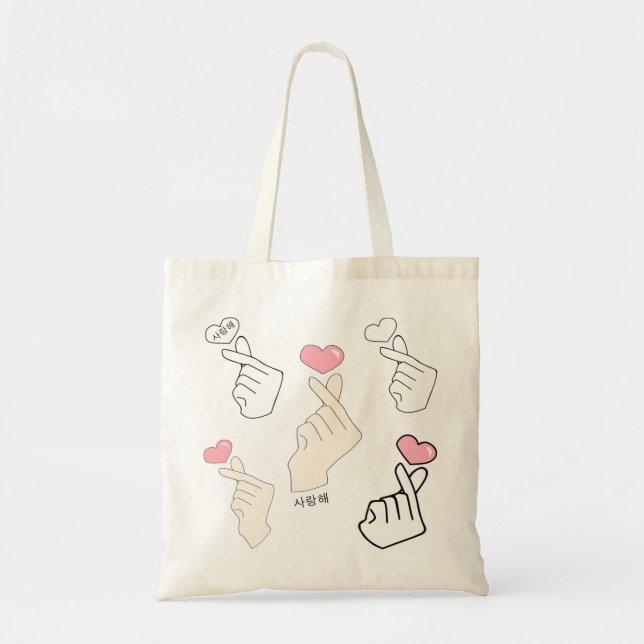 Bolsa Tote Kpop Coreano Finger Heart pack (Frente)