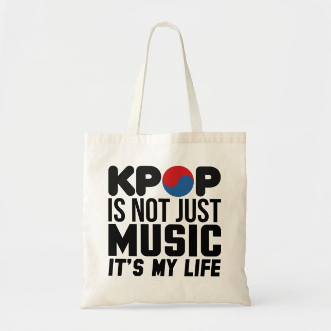 Bolsa Tote Kpop é o meu gráfico de slogan musical de vida (Frente)