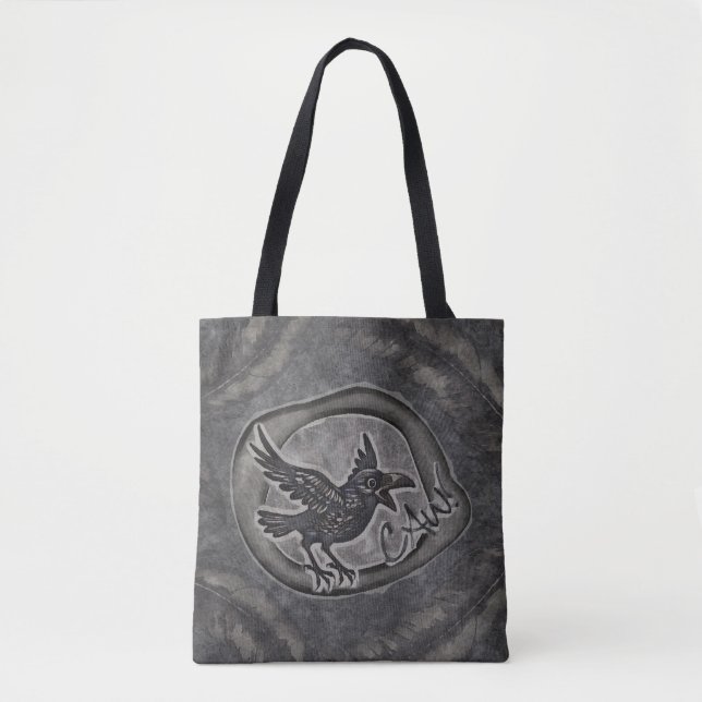Bolsa Tote Krähe Crow Rabe ruft CAW! Tasche Tragetasche (Frente)
