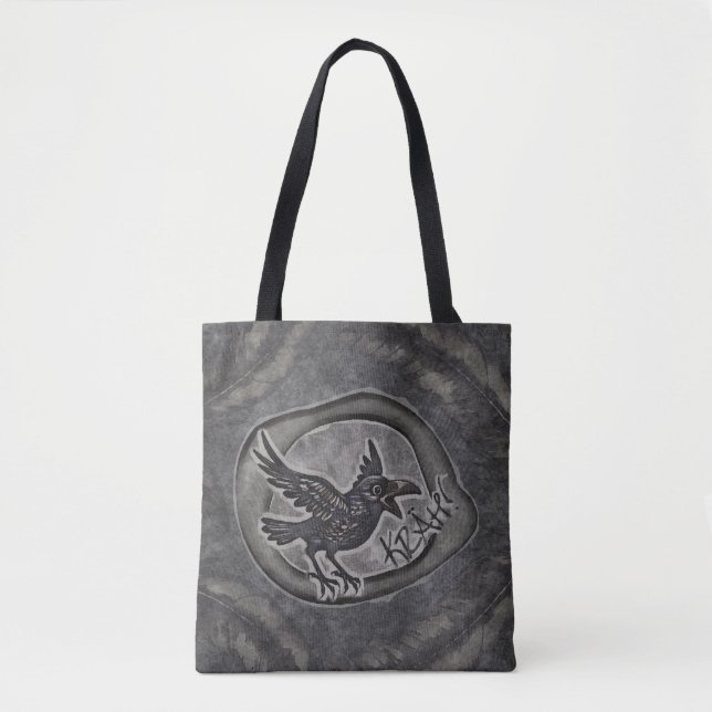 Bolsa Tote Krähe Crow Rabe ruft KRÄH! Tasche Tragetasche (Frente)